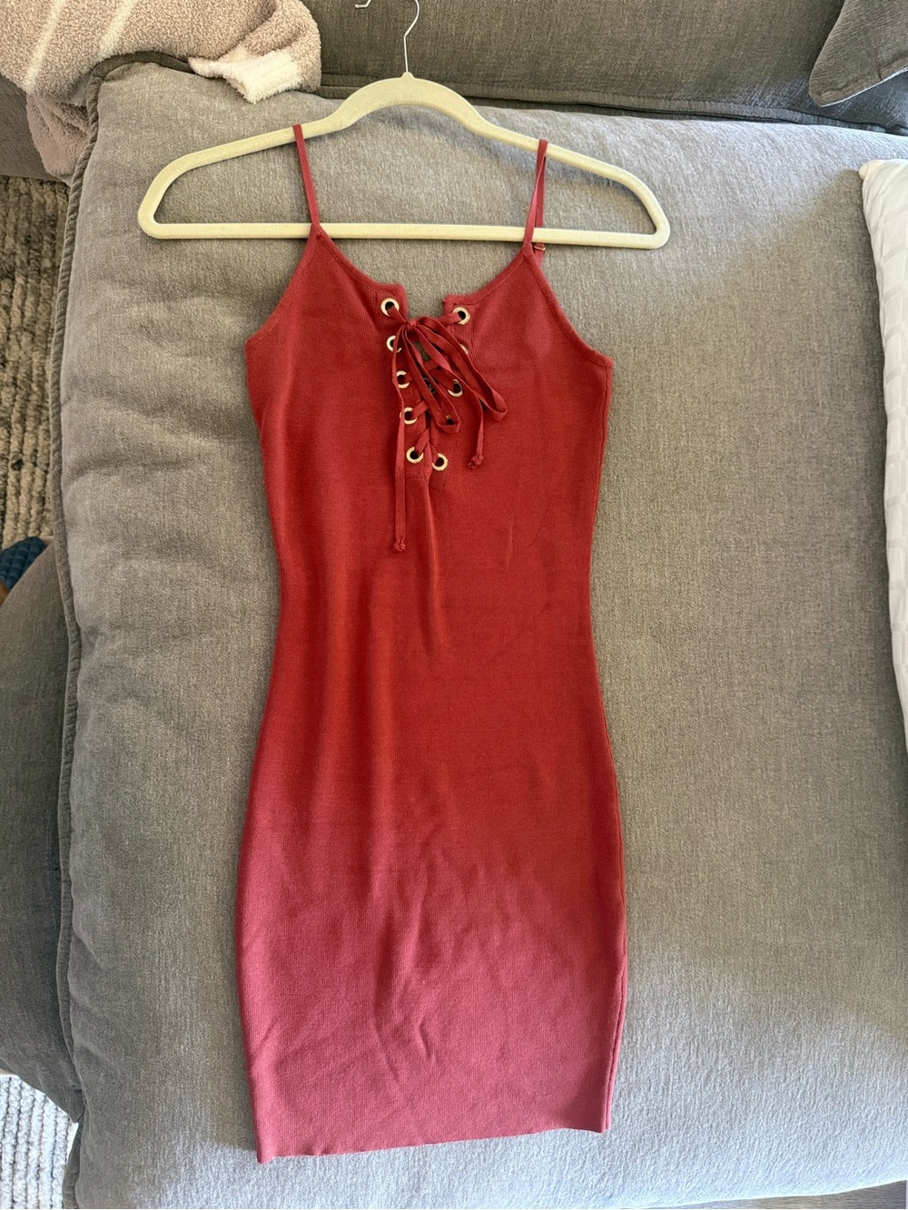 Windsor Red Lace-Up Bodycon Dress